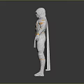 Game And Movie Character With White Cloak Yellow Accents And Circular Chest Emblem