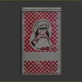 Red Checkered Metal Tin With Cartoon Snowman Design For Household Storage