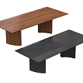 Modern Dining Tables With Wooden And Dark Colored Rectangular Tops And Simple Leg Design 3d model