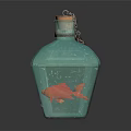 Bottle Shaped Glass Fish Tank With Goldfish Cork Stopper And Chain Decoration