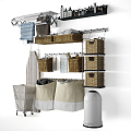 Modern Bathroom Small Towels Ironing Board Iron Storage Basket Bag Trash Bin Rack Life Supplies 3d model