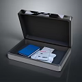 Open Storage Box For Daily Essentials With Blue Notebook Papers And White Tissues 3d model