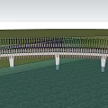 Garden Landscape Design Featuring Curved Bridge With Colorful Railings Over Water and Green Surroundings