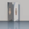 Modern Restroom Swing Doors With Male Female Symbols In Gray White Design