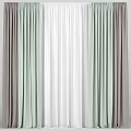 Layered Curtains With Light Green Brown And White Textured Fabric For Home Decor