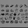 Black And White Hand Drawn Food Icons As Creative Wall Decor Art Pieces