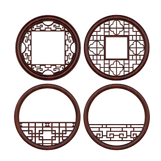 New Chinese-style openwork window pane 3d model