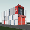 Modern Fire Station Building With Red Gray Exterior 119 Sign Fire Truck And Palm Trees