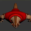 Cartoon Character With Red Cape Muscular Body Blue Pants And Fierce Expression