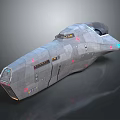 Futuristic Gray Spacecraft With Red Blue Lights And Aerodynamic Cosmic Design