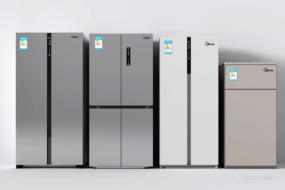 Various Styles and Different Colors of Modern Refrigerators and Freezers for Home Kitchen 3d model 