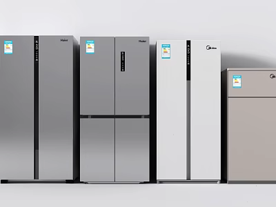 Various Styles and Different Colors of Modern Refrigerators and Freezers for Home Kitchen 3d model