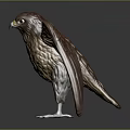Realistic Eagle Sculpture With Spread Wings Standing On Dark Reflective Surface 3d model