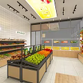 Spacious Fruit Store Interior With Various Fresh Fruits And Multiple Display Shelves 3d model
