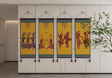 Southeast Asian Thai Decorative Hanging Painting 3d model