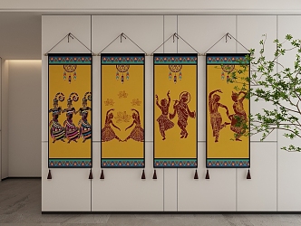 Southeast Asian Thai Decorative Hanging Painting 3d model