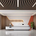 Front desk of lobby reception hall 3d model