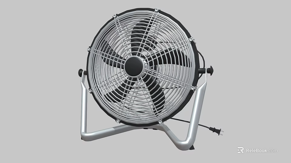 Air Cooler Fan With Metal Stand Black Blades Metal Grill And Effective Ventilation 3d model 