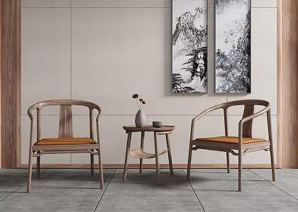 New Chinese Style Leisure Table and Chair Combination Leisure Chair Side Combination 3d model