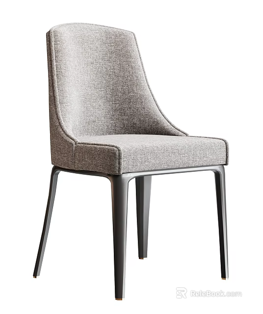 Modern Gray Fabric Single Chair With Black Metal Legs And Sleek Design 3d model 