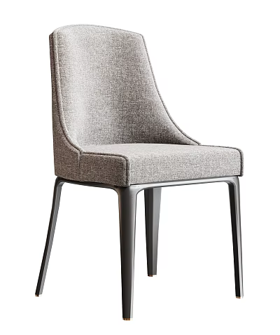 Modern Gray Fabric Single Chair With Black Metal Legs And Sleek Design 3d model