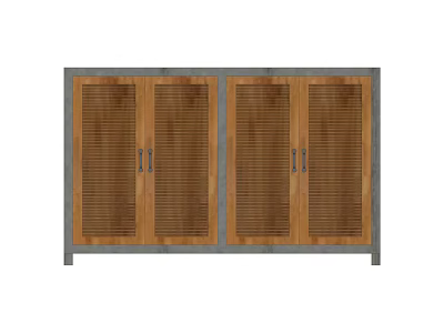 Modern Wooden Entryway Cabinet Sideboard With Louvered Doors And Storage Solution 3d model