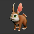 Cute Orange Rabbit Cartoon Character With Long Ears And Green Eyes