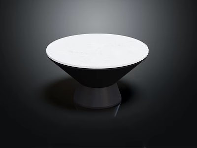 Modern Round Dining Table With White Marble Tabletop And Black Base 3d model