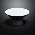 Modern Round Dining Table With White Marble Tabletop And Black Base