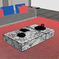 Marble Coffee Table on Gray Rug with Fruit Bowl Magazine and Tray in Living Room