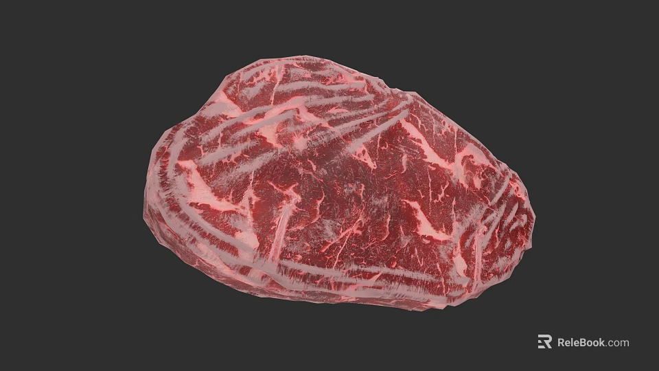 Fresh Marbled Raw Beef Steak With Rich Fat Texture For Cooking 3d model 