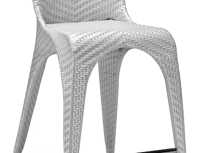Modern Woven Bar Stool With Light Gray Finish And Ergonomic Design For Kitchen Bar 3d model