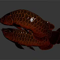 Two Copper Fish Sculptures With Intricate Scales And Shiny Decorative Finish