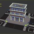 Multi Story Red Brick Building With Windows And Street Sidewalk Design