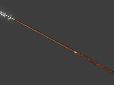 Traditional Ancient Spear Weapon With Wooden Shaft And Sharp Metal Head 3d model