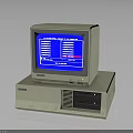 Vintage Computer System With Retro Monitor And Blue Screen