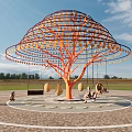 Modern Swing Blessing Tree Life Tree Arbor Net Celebrity Swing Sculpture Blessing Landscape Umbrella Landscape Tree Star Tree 3d model