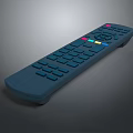 Television with Blue Remote Control Featuring Colorful Buttons for Easy Operation 3d model