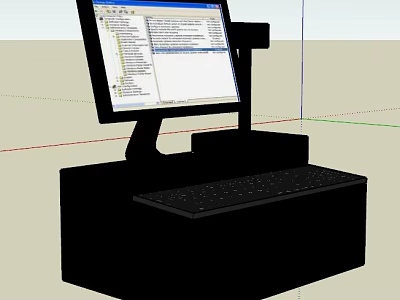 Commercial POS System Equipment With Display Screen Keyboard And Receipt Printer 3d model
