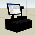 Commercial POS System Equipment With Display Screen Keyboard And Receipt Printer 3d model