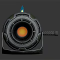 Futuristic Sci Fi Weapon With Metallic Structure Mechanical Pipes Blue Accents And Orange Core