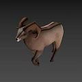 Brown Ram With Large Curved Horns Walking In Natural Outdoor Setting