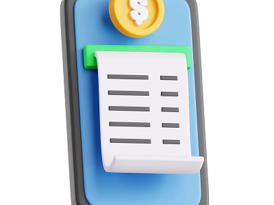 Modern Mobile Phone Digital Interface With Paper Receipt And Dollar Sign Display On Screen 3d model