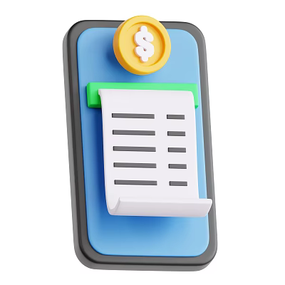 Modern Mobile Phone Digital Interface With Paper Receipt And Dollar Sign Display On Screen 3d model