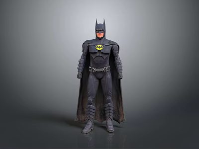 Batman Action Figure In Black Costume With Yellow Chest Symbol And Cape 3d model