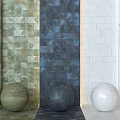 Three Types Of Decorative Wall Panels With Light Stone Dark Blue And White Brick Finishes