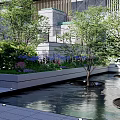 Modern Scenic Wall Landscaping Design With Stone Water Pond And Green Trees