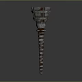 Rusty Metal Bolt With Spiral Threaded Shaft And Worn Head Structure 3d model