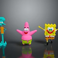 SpongeBob SquarePants Patrick Star And Squidward Tentacles Cartoon Character Figurines Standing Together