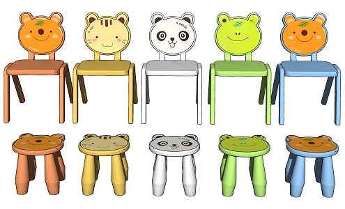 Modern Children's Chair Cartoon Child Seat 3d model